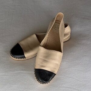Tory Burch Cream and Black Espadrilles